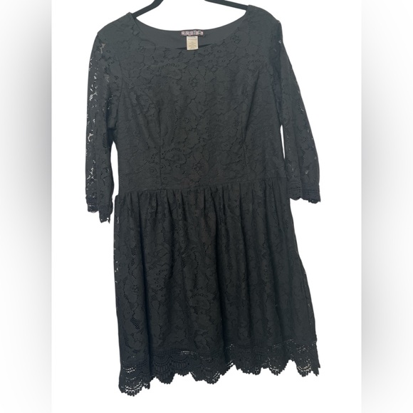 Paper Doll Black Lace Fit & Flare Dress XL Side Zip Romantic Whimsygoth - Picture 2 of 6